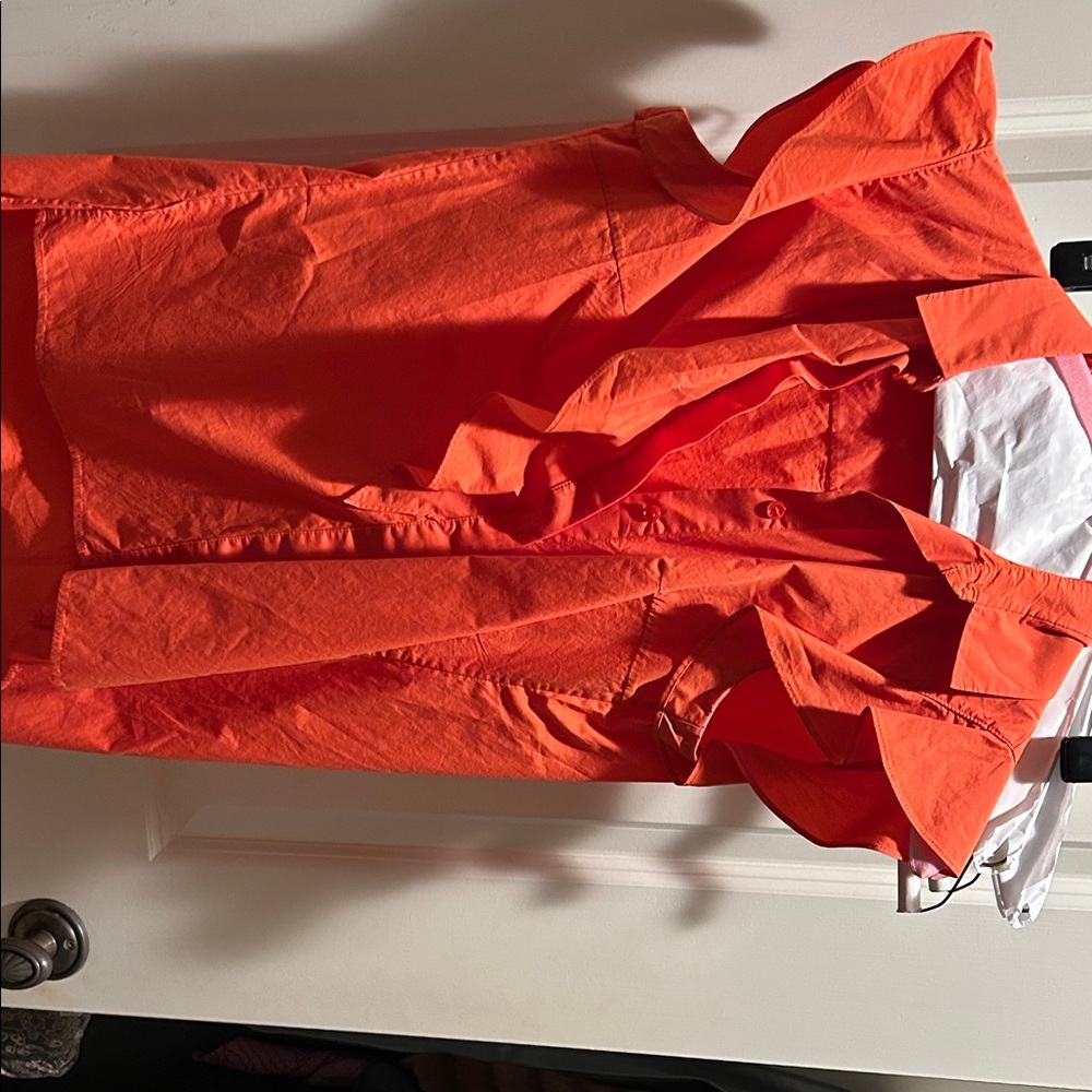 Akris Punto Vibrant Orange Button-Front Cotton Top